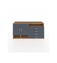 Kronos Konsol 5 Raflı 4 Çekmeceli 2 Kapaklı 176x59x99 Çam-Antrasit