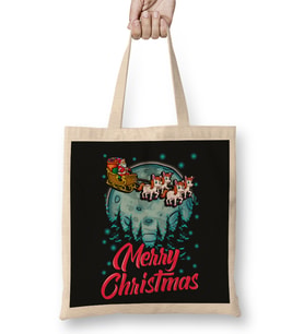 Funny Unicorn Santa Merry Christmas Gift Xmas Bez Çanta Uzun Saplı