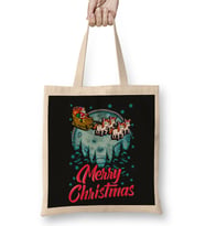 Funny Unicorn Santa Merry Christmas Gift Xmas Bez Çanta Uzun Saplı