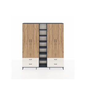 Arges Dolap 12 Raflı 4 Çekmeceli 2 Askılı 220x30x243 Antrasit-Çam/Aytaşı