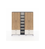 Arges Dolap 12 Raflı 4 Çekmeceli 2 Askılı 220x30x243 Antrasit-Çam/Aytaşı