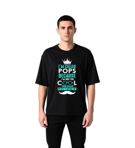 Erkek Oversize Baskılı Tişört Pops Unvanı Büyükbaba Mizahı Grafik Desen Rahat Kesim Günlük Modern
