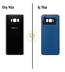 Samsung Galaxy S8 Plus Siyah Renk Arka Kapak Arka Cam Batarya Kapağı Pil Kapağı Lazer Kesim Back Cover Galaxy S8 Plus Uyumlu