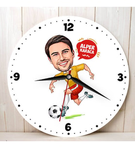 Futbol Sever Erkeğe Hediye Kişiye Özel Karikatürlü Duvar Saati
