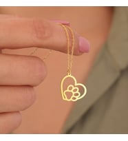Kişiye Özel 925 Ayar Gümüş Minimal Kalp Pati Kolye (Gold)