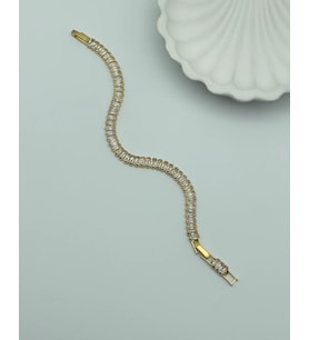 Çelik Gold 4mm Baget Su Yolu Bileklik - 25-blk57