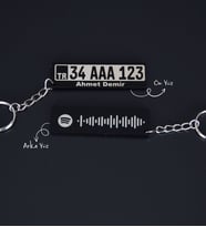 Kişiye Özel Pleksi Spotify ve Plakalı Anahtarlık (Siyah)