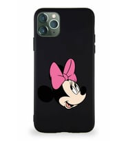 Apple iPhone 11 Pro Max Soft Premier Kapak Minnie Mouse-A Tasarımlı Silikon Kılıf - Siyah (Şeffaf)