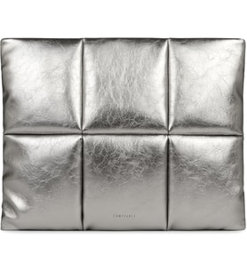 Puffy Dizüstü Bilgisayar Kılıfı 13 inç 14 inç, Kadınlar için Puffer Laptop Taşıma Çantası, MacBook Air M3 2024 M2 M1 ile Uyumlu Yastık Kılıfı, MacBook Pro 13'ü 14 inç, PU Deri Kapak, Gümüş