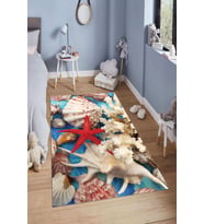Dijital Baskılı Kaymaz Taban Yıkanabilir Kolay Temizlenir Modern Çocuk Odası Halısı NDÇ-HP-747 (Mavi)