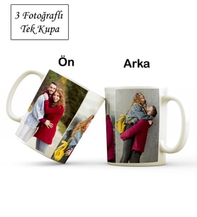 Kişiye Özel 3 Fotoğraflı Beyaz Kupa