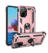 Xiaomi Redmi Note 10 Kılıf Metal Solid Yüzüklü Standlı Military Ring SRS (Rose)
