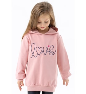 Breeze Kız Çocuk Sweatshirt Nakışlı Yazı Baskılı 2-6 Yaş, Pudra
