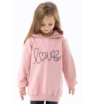 Breeze Kız Çocuk Sweatshirt Nakışlı Yazı Baskılı 2-6 Yaş, Pudra