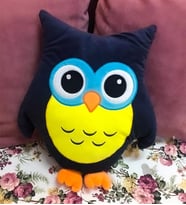 Baykuş Yastık Peluş Oyuncak %100 Yerli (Siyah)
