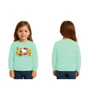 Unisex Hello Kity Baskılı Çocuk Swaetshirt 3 İplik Şardonlu (Mint Yeşili)