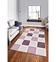 Mürdüm Geometrik Kaymaz Tabanlı Dekoratif Halı DM002 - 100 x 160 cm