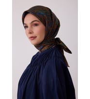 Etnik Desen %100 Twill İpek Eşarp BE04