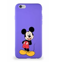 Apple iPhone 6 Soft Premier Kapak Mickey Mouse-B Tasarımlı Silikon Kılıf - Mor (Şeffaf)