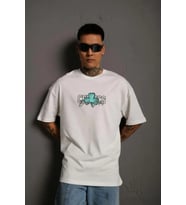 Erkek Sırt Baskılı T-shirt - Beyaz