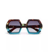 Okkia Emma Big Hexagonal Unisex Güneş Gözlüğü Havana Mavisi