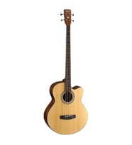 Cort SJB5F-NSW Elektro Akustik Bas Gitar - Natural Satin (Profesyonel)  Super Jumbo Kasa, Masif Ladin Kapak, 34 İnç Skala, Fishman Isys Plus EQ ve Koruyucu Çantası Dahil