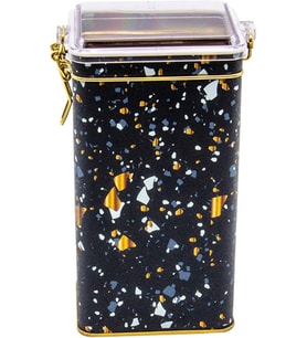Er053-1h Terrazzo Black Desenli Dikdörtgen Metal Saklama Kabı 8x10 Cm (Terrazzo Black)