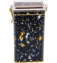 Er053-1h Terrazzo Black Desenli Dikdörtgen Metal Saklama Kabı 8x10 Cm (Terrazzo Black)