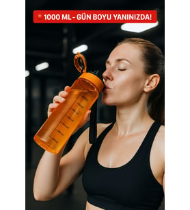 Turuncu 1L Su Matara, Sızdırmaz ve Damlatmaz, Günlük Kullanım için Ideal