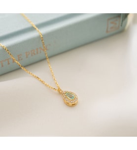 925 Ayar Gümüş Mart Ayı Doğum Taşı ( Aquamarine ) Damla Kolye