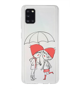 Samsung Galaxy A31 Uyumlu Kapak Aşk Tasarımlı Şeffaf Silikon Kılıf