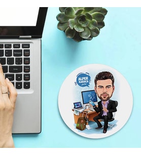 Kişiye Özel Çok Çalışan Erkek Karikatürlü Mousepad