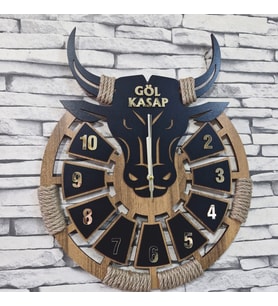 LAVİNTA54  -  KASAPLARA ÖZEL DEKORATİF AHŞAP DUVAR SAATİ