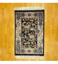 Şehname Motifli 80 X 120 CM İpek Halı Siyah