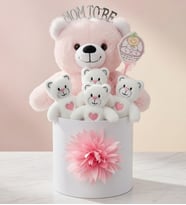 Yeni Anneye "Mom To Be" Taçlı Peluş Ayıcık Hediye Kutusu Yenidoğan Kız Bebek Hediyesi