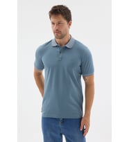 Koyu Mavi Polo Yaka Pike Kısa Kol Slim Fit %100 Pamuk Tişört 1011260171