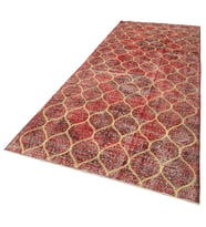 Kırmızı Halı Vintage Geometrik Motifli El Dokuma Lüks Salon Halısı Koridor Yatak Odası