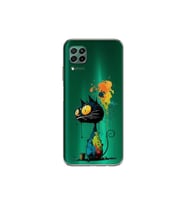 Huawei P40 Lite ile Uyumlu Splash Kedi Tasarımlı Şeffaf Silikon Kılıf
