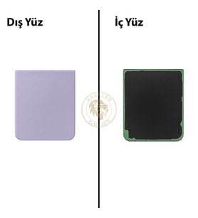 Samsung Galaxy Z Flip 4 Mor Renk Arka Kapak Arka Cam Batarya Kapağı Pil Kapağı Lazer Kesim Back Cover Galaxy Z Flip 4 Uyumlu