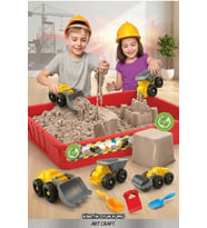 Art Craft 750 gr Naturel Kinetik Oyun Kumu İş Makineleri İnşaat Seti Eğitici Oyuncak 3+ Yaş