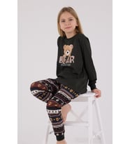 Arnetta Kız Çocuk Aile Bear My Little Friend %100 Pamuklu 4 Mevsim Uzun Kollu Pijama Takım