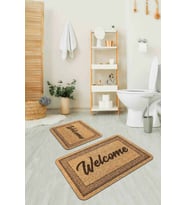 Bej Home Sweet Banyo Halısı Klozet Takımı Paspas Seti BS319