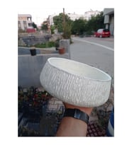 Kırçıllı beyaz taş beton saksı