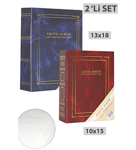 GünTech 2 Li Set 13x18-10x15 Ciltbezli Fotoğraf Albümü