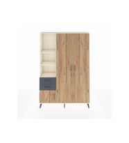 Arges Dolap 5 Raflı 2 Çekmeceli Tek Askılı 132x30x195 Aytaşı-Çam/Antrasit