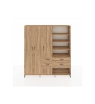 Hyperion Dolap 14 Raflı 4 Çekmeceli 4 Kapaklı 220x44x243 Çam-Çam/Çam
