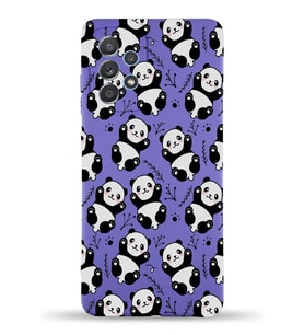 Samsung Galaxy A52 Uyumlu Lansman Kılıf Panda Tasarımlı İçi Kadife Kapak-Mor (Şeffaf)