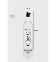 Renga Oslo Yazı Desenli 750 ml Siyah Kapaklı Cam Yağlık 152003