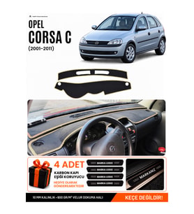 OPEL CORSA C (2001-2011) Uyumlu Torpido Örtüsü Torpido Kılıfı - Siyah Bej