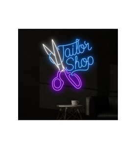 Tailor Shop Yazılı ve Şekilli Neon Tabela